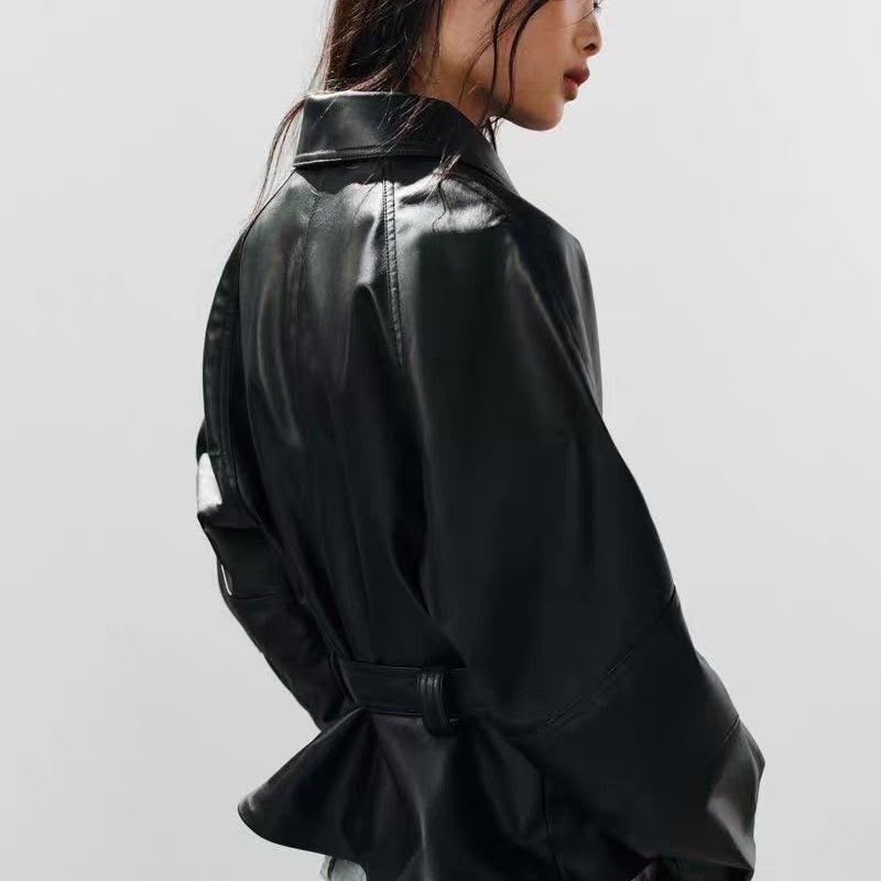 Zara Leather Effect Belted Jacket