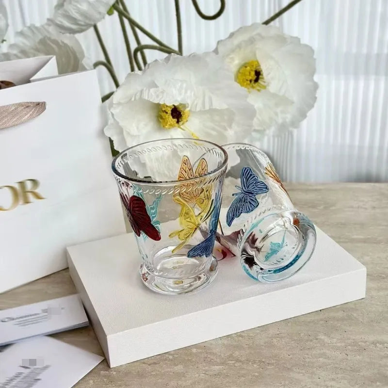 Dior Hand Painted Glass Creative Graffiti Painting Stroke Water Cup