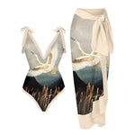 Printed Swimsuit with Sarong Set