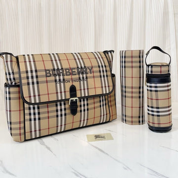 Burberry Vintage Check & Leather Diaper Bag w/ Changing Pad