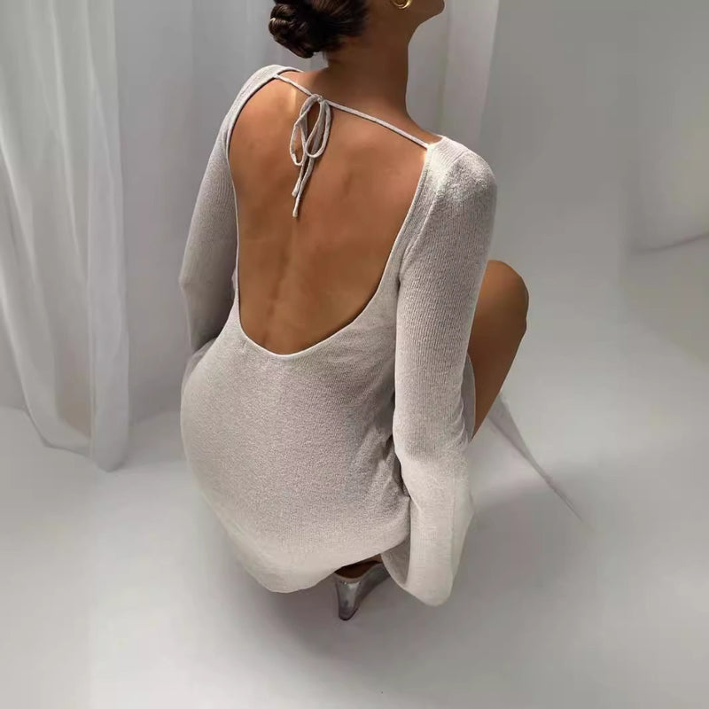 Chic Open-Back Knit Mini Dress