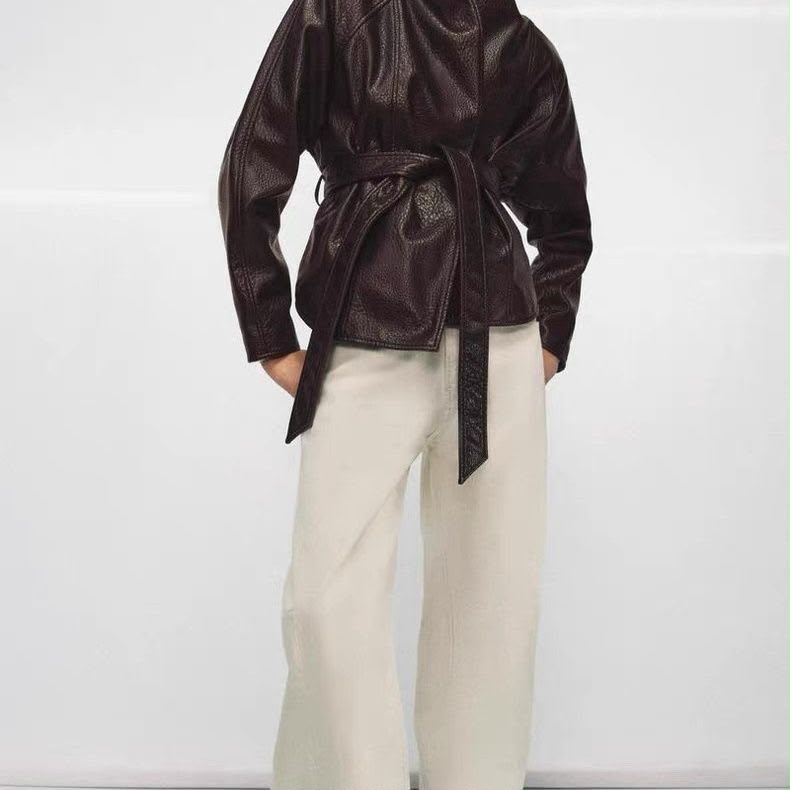Zara Faux Leather Jacket With Belt