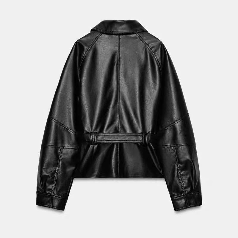 Zara Leather Effect Belted Jacket