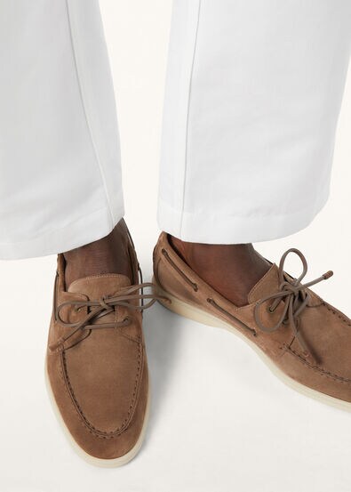 Loro Piana Sea-Sail Walk Suede Boat Shoes