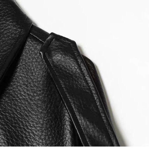 MassimoDutti Nappa Leather Bomber Jacket  With Lapel Collar