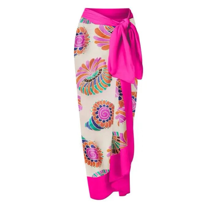 Printed Swimsuit with Sarong
