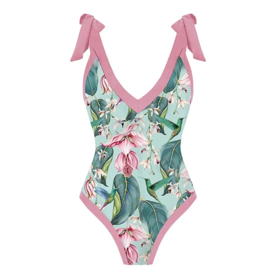 Printed Swimsuit with Sarong