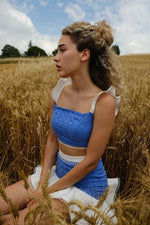 Breezy Blue and White Ruffle Two-Piece Set