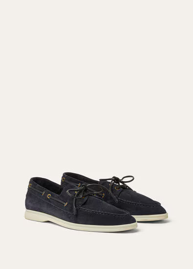 Loro Piana Sea-Sail Walk Suede Boat Shoes