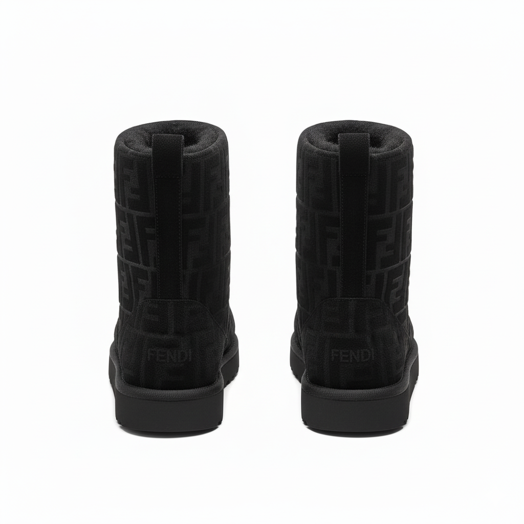 Fendi FF Monogram Shearling Suede Winter Boots