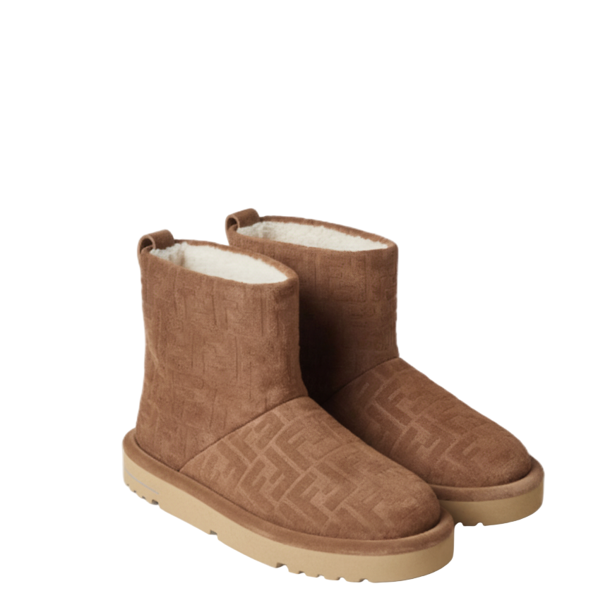 Fendi FF Monogram Shearling Suede Winter Boots