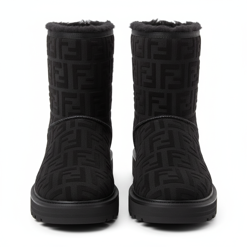 Fendi FF Monogram Shearling Suede Winter Boots