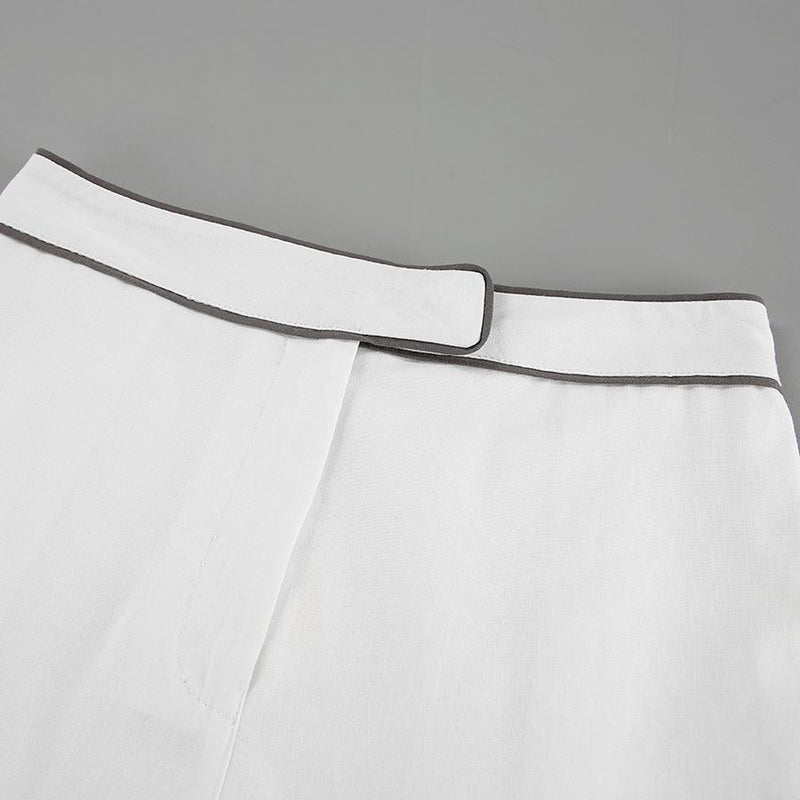 Crisp White Shirt and Belted Shorts Set
