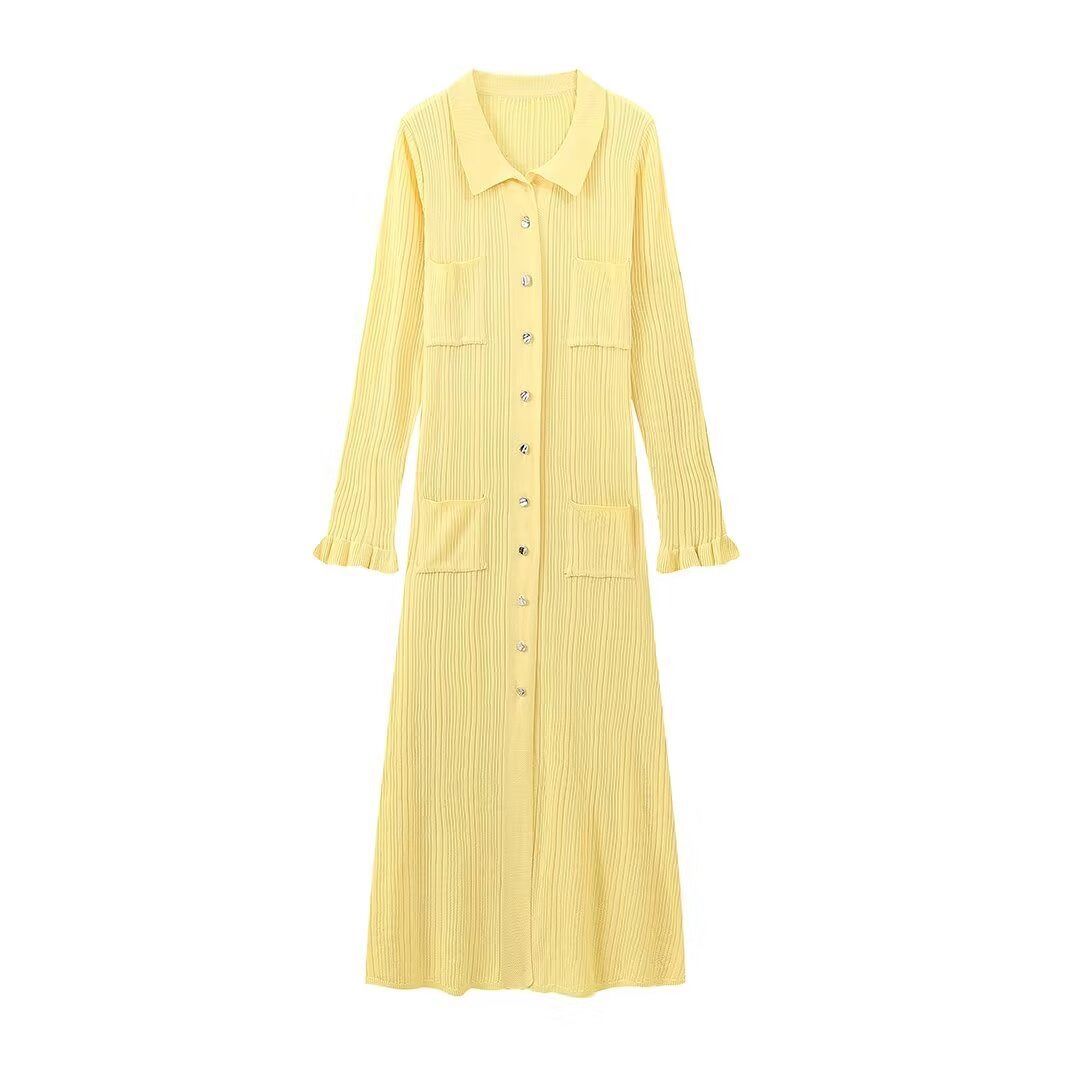 Long Ruffled Knitted Dress