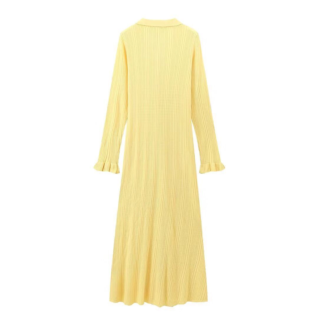 Long Ruffled Knitted Dress