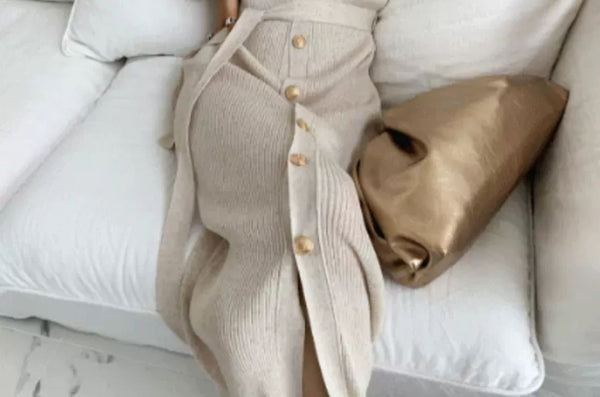 French retro royal style knitted dress