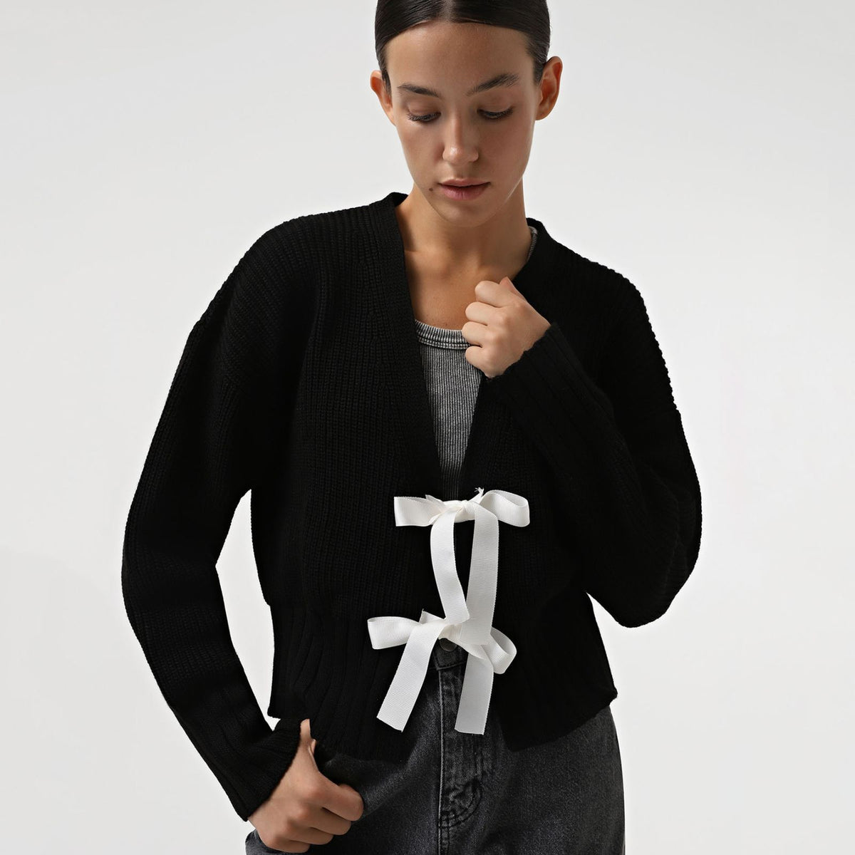 Bow Detail Sweater Cardigan