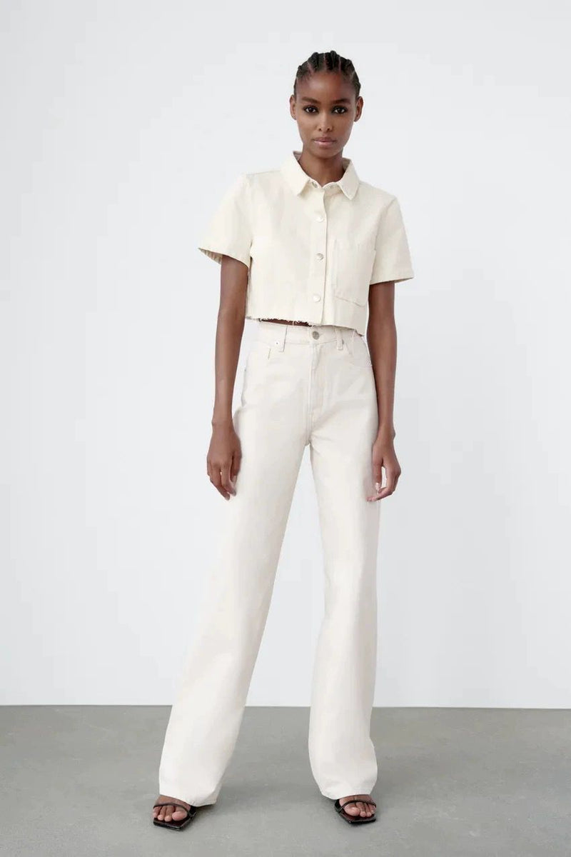 Slim wide-leg jeans
