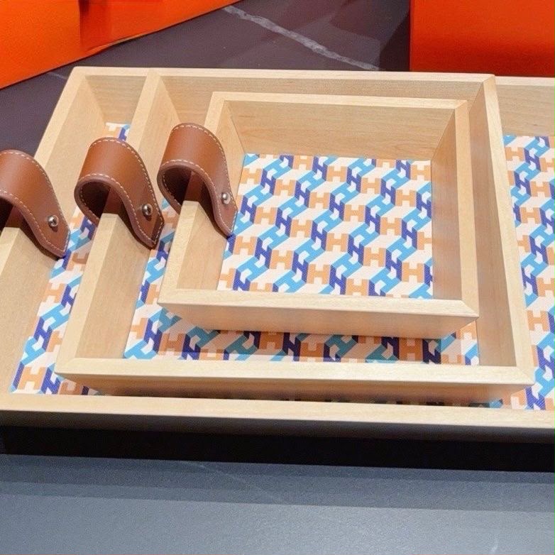 Hermes Marquetry Wood Tray