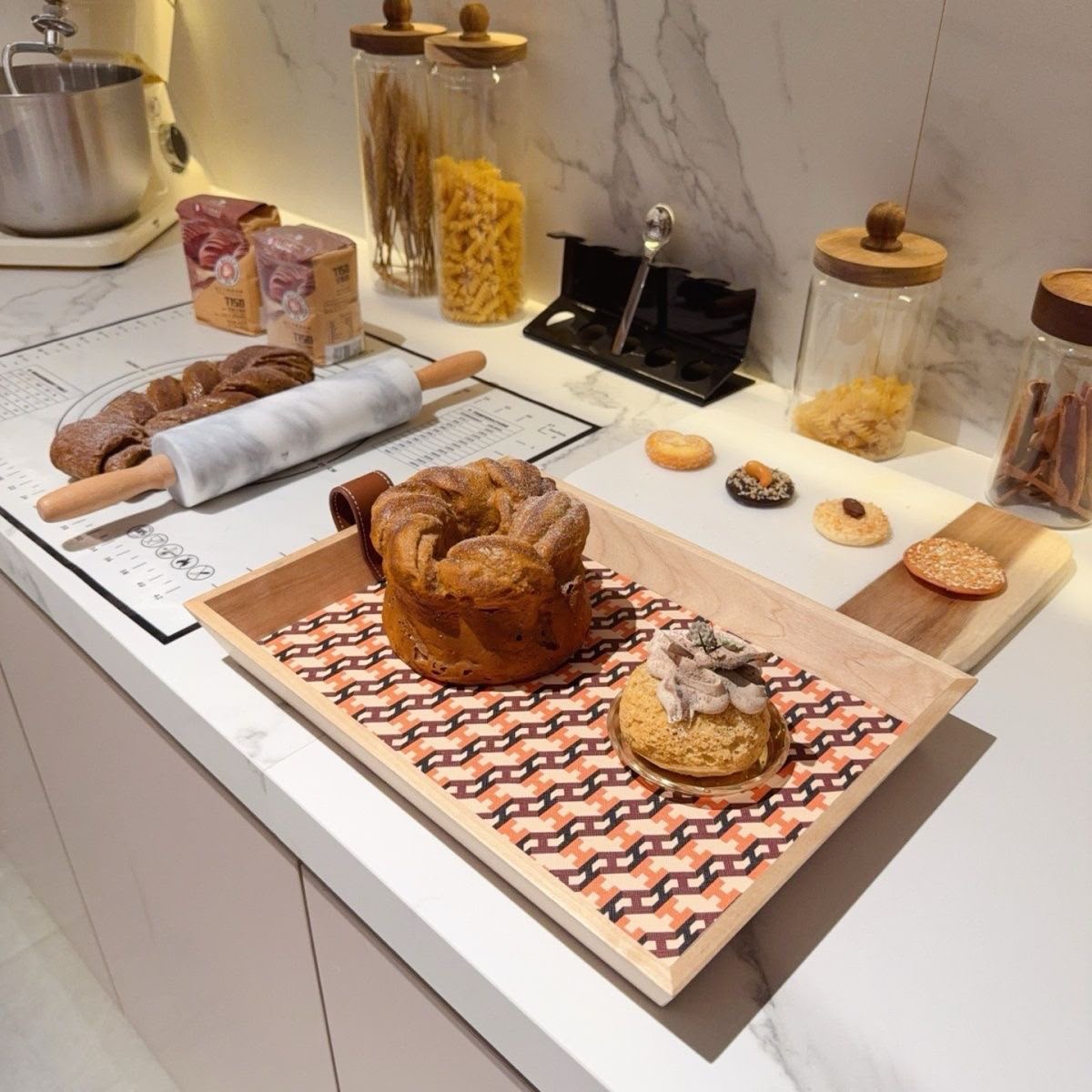 Hermes Marquetry Wood Tray