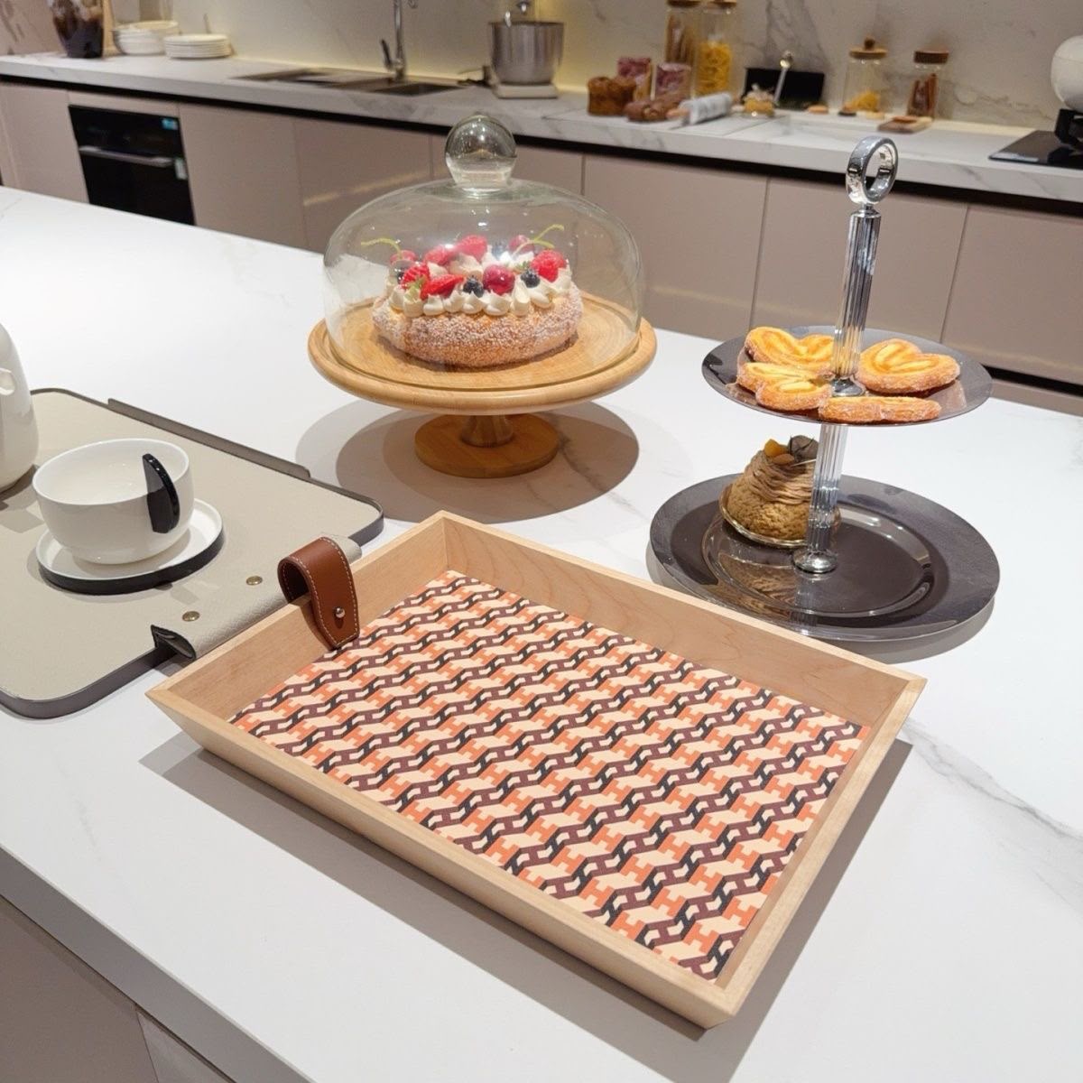Hermes Marquetry Wood Tray