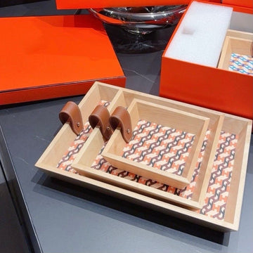 Hermes Marquetry Wood Tray