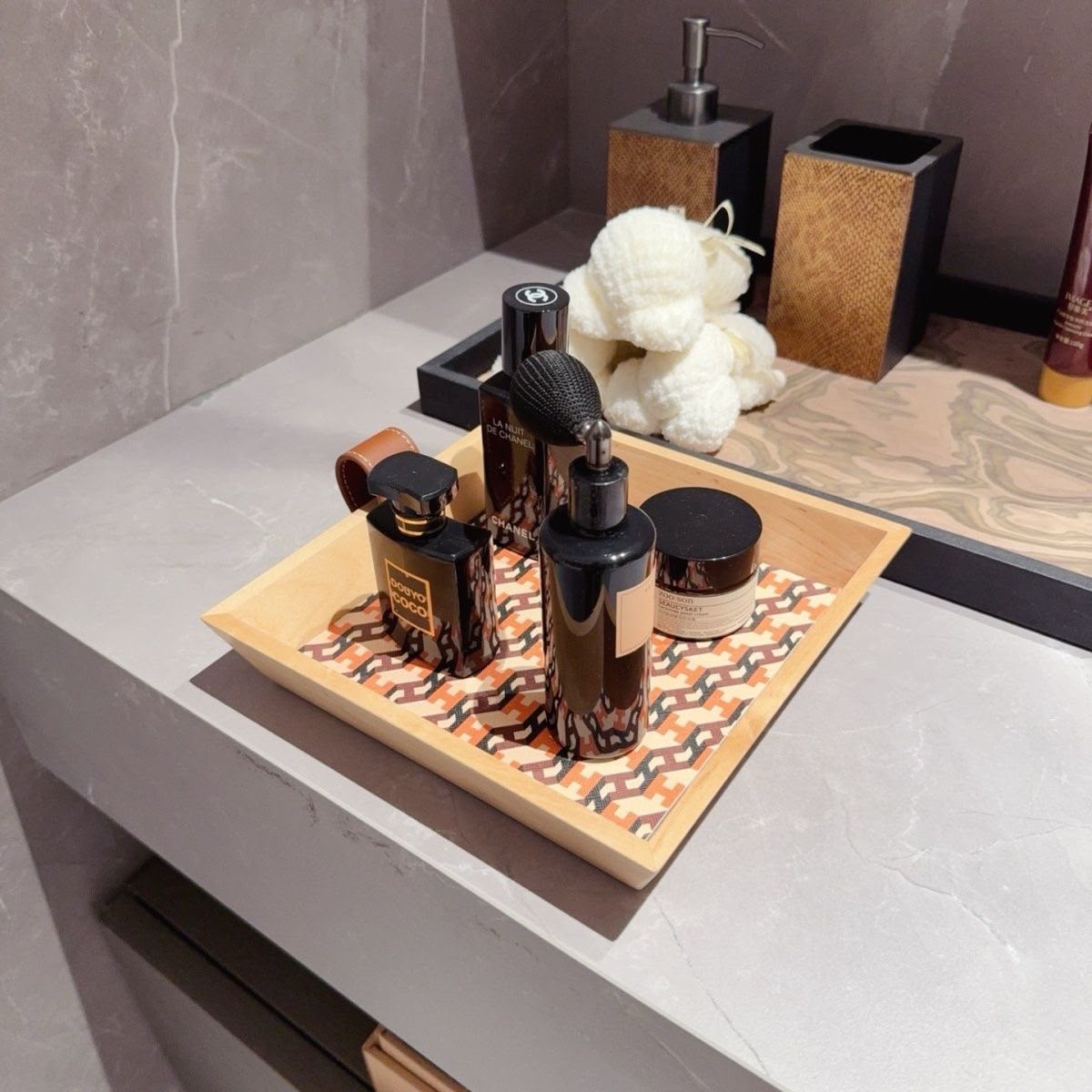 Hermes Marquetry Wood Tray