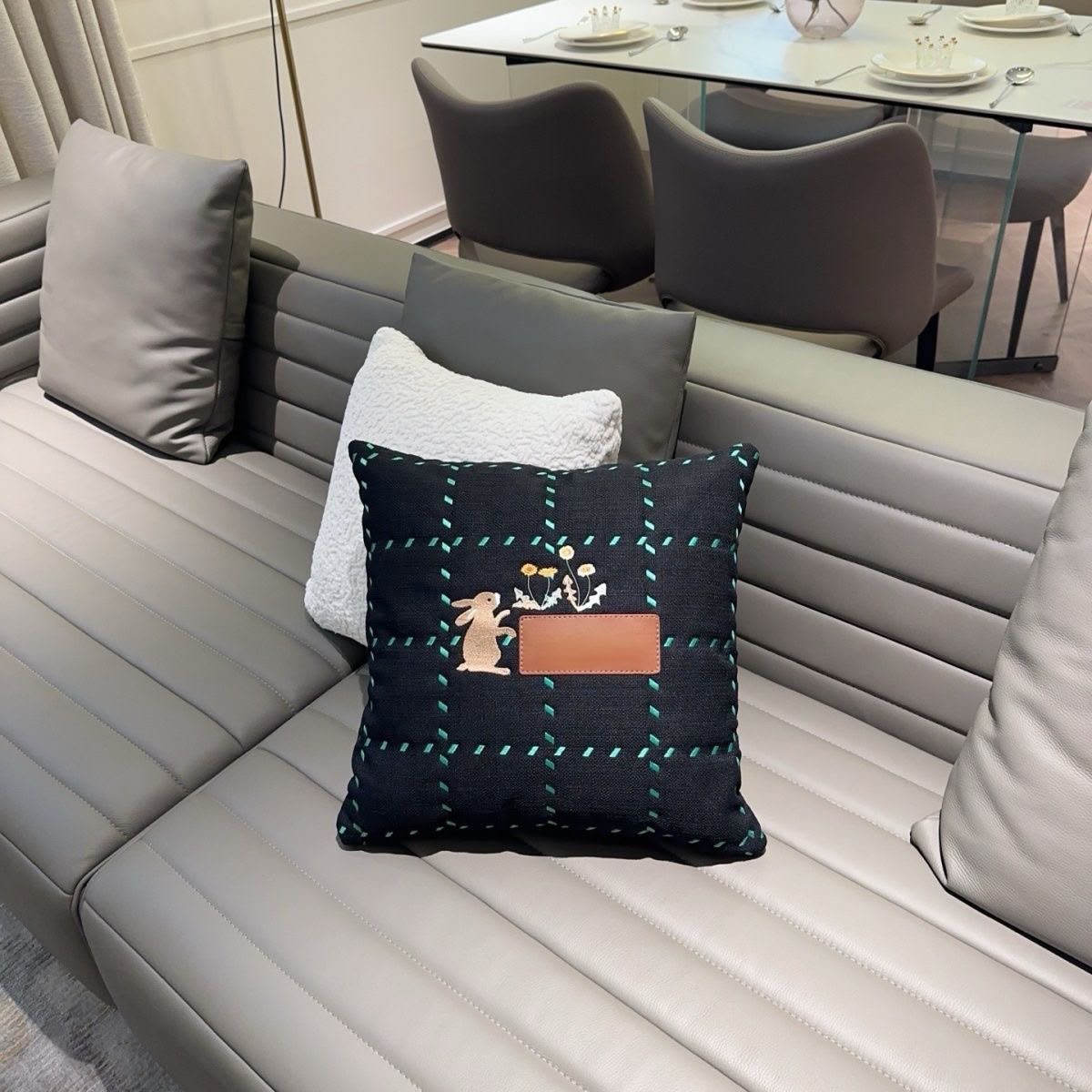 Loewe X Suna Fujita Bunny Embroidered Cushion