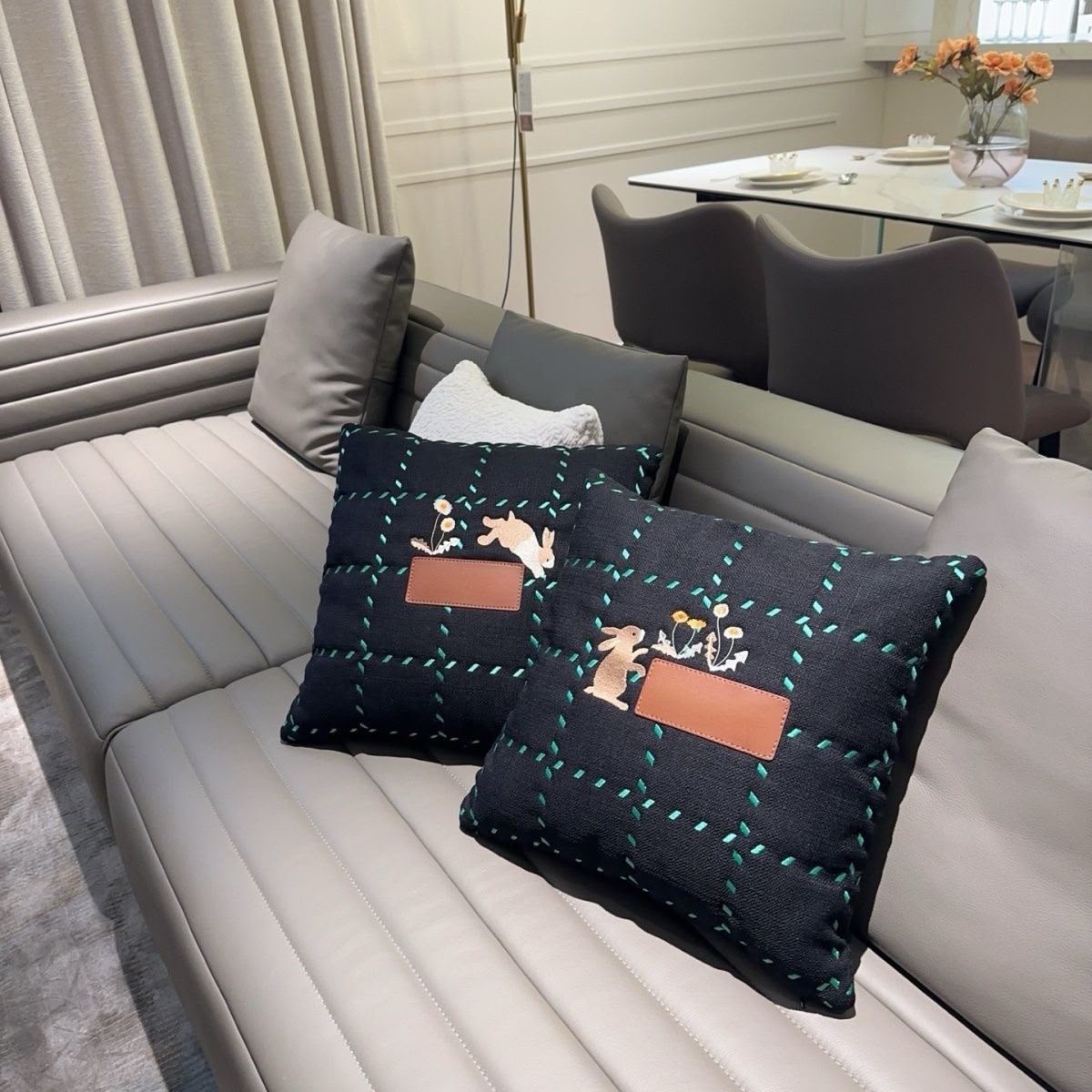 Loewe X Suna Fujita Bunny Embroidered Cushion