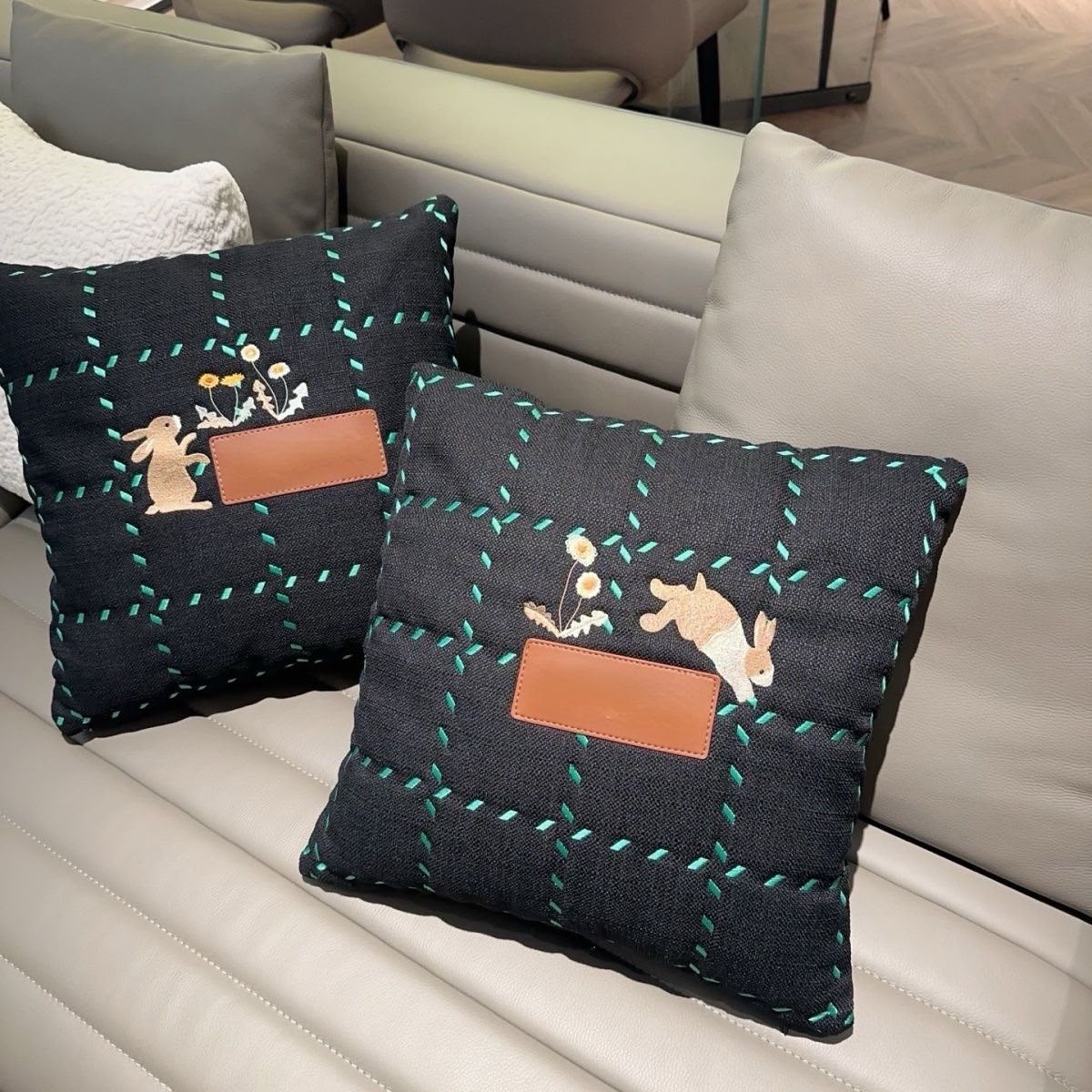Loewe X Suna Fujita Bunny Embroidered Cushion