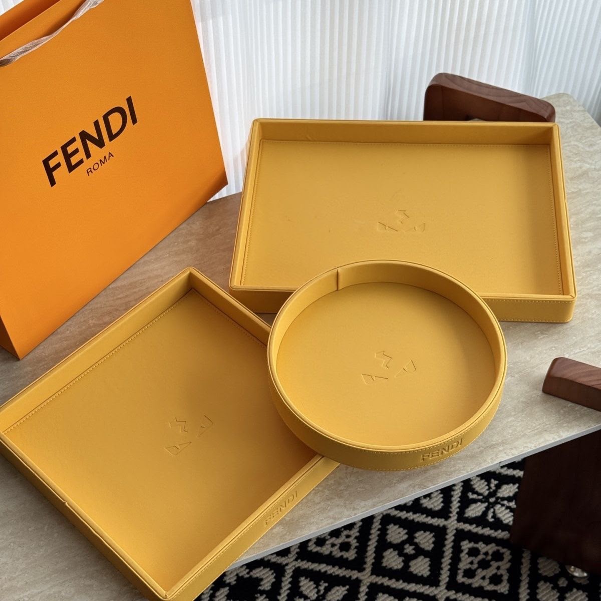 Fendi Roma Leather Catchall Tray