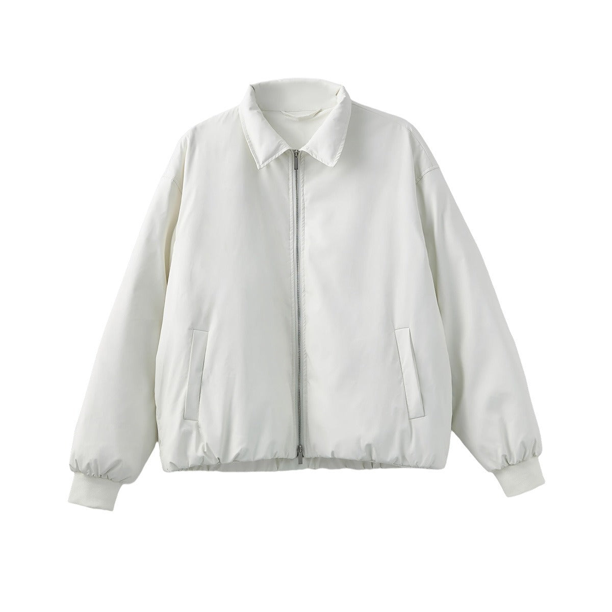 Men's Loose Lightweight White Duck Down Zip-Up Jacket