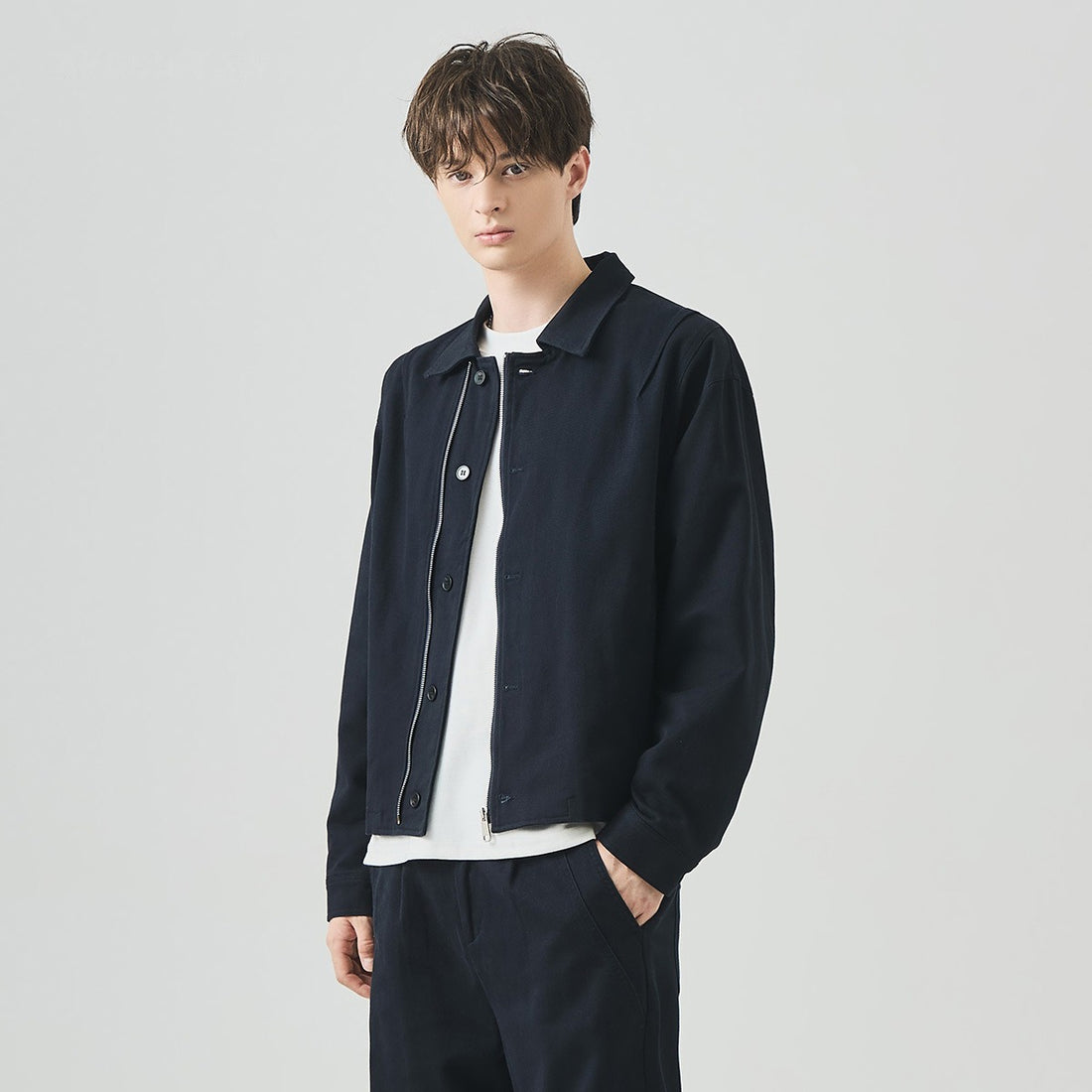 Men's Loose Cotton Zip-Up Casual Jacket
