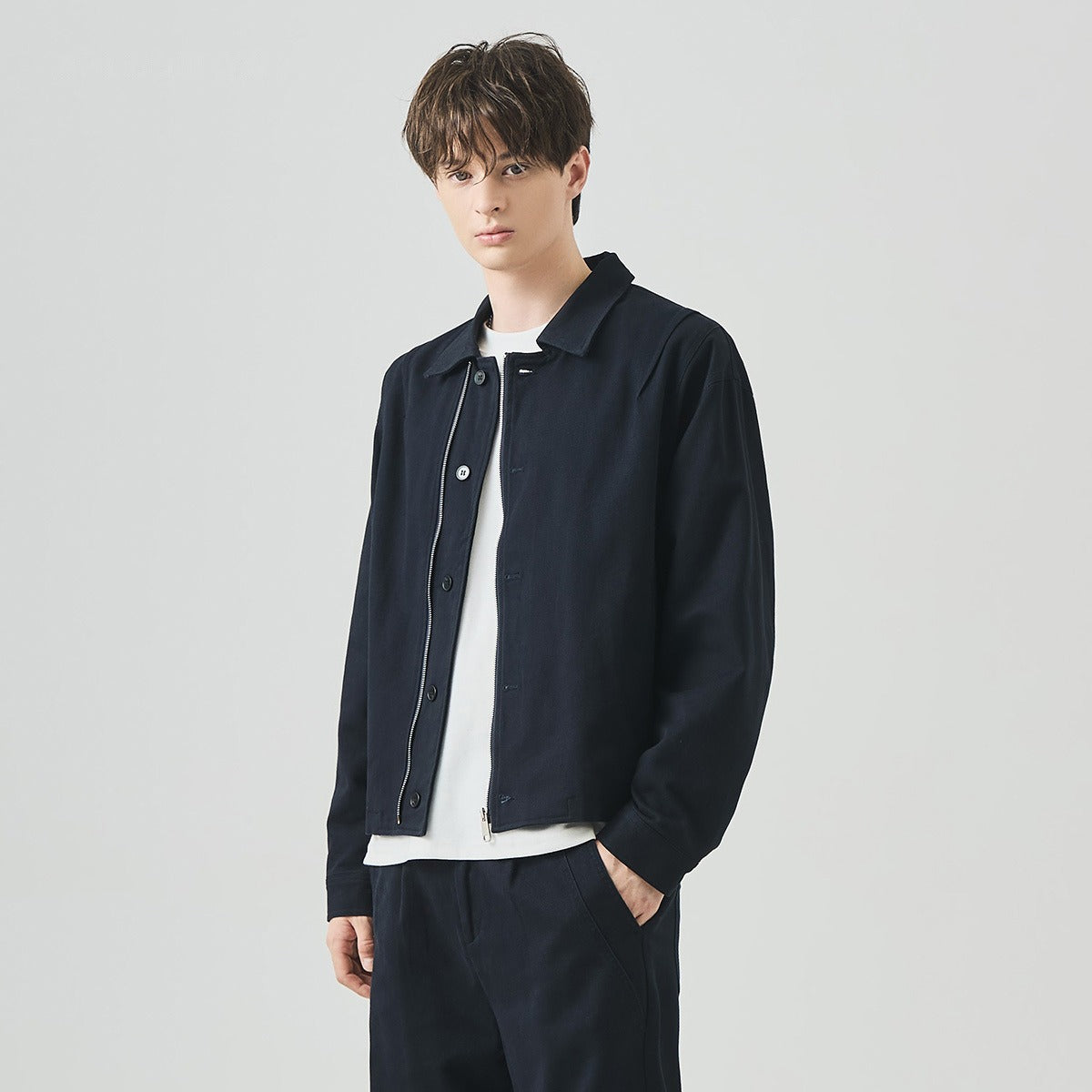 Men's Loose Cotton Zip-Up Casual Jacket