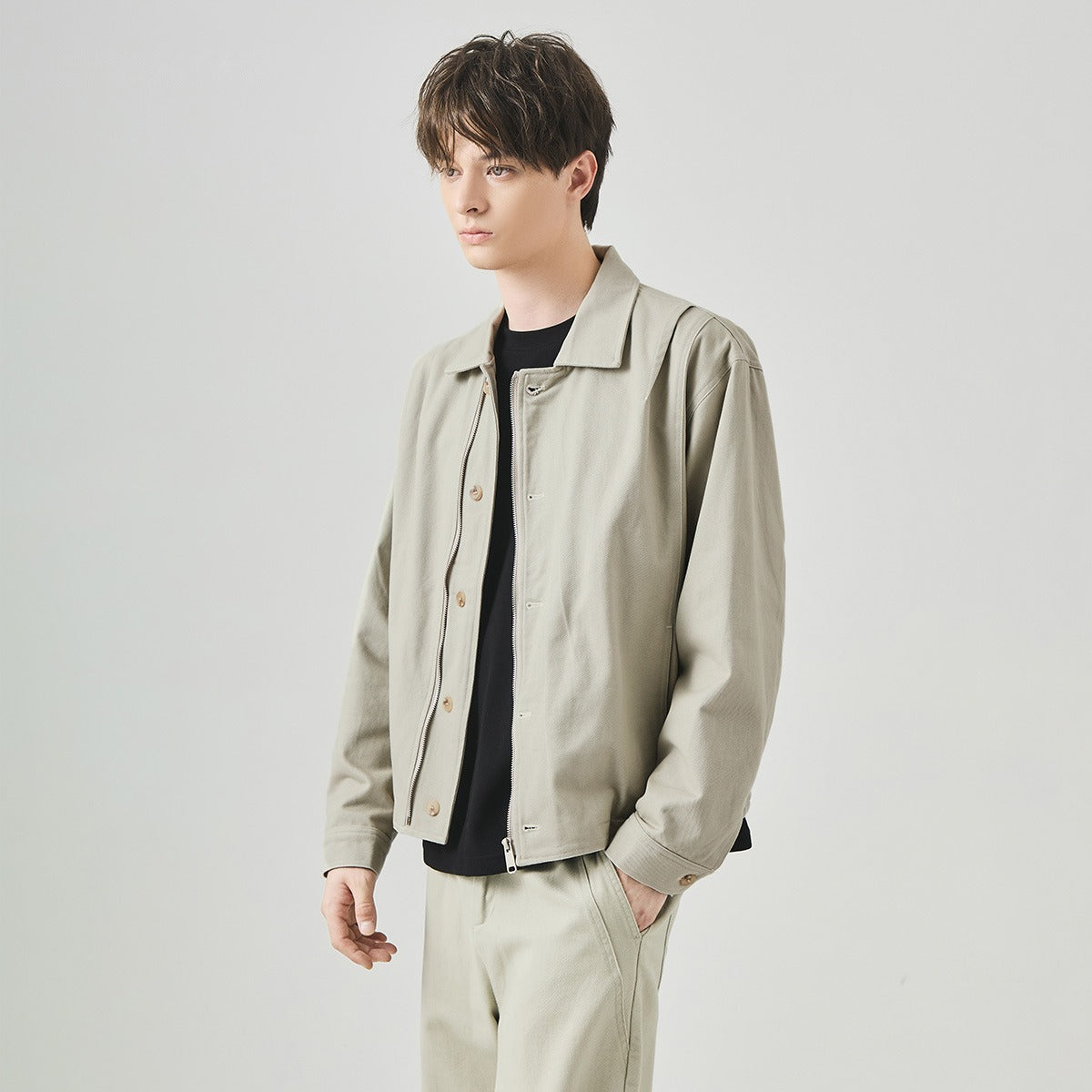 Men's Loose Corduroy Zip-Up Jacket