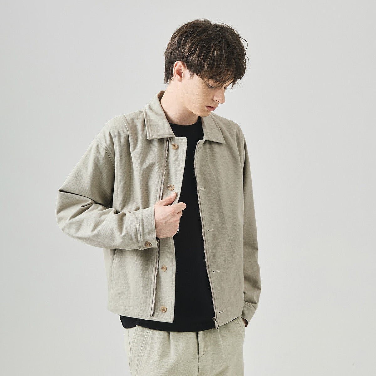 Men's Loose Cotton Zip-Up Casual Jacket