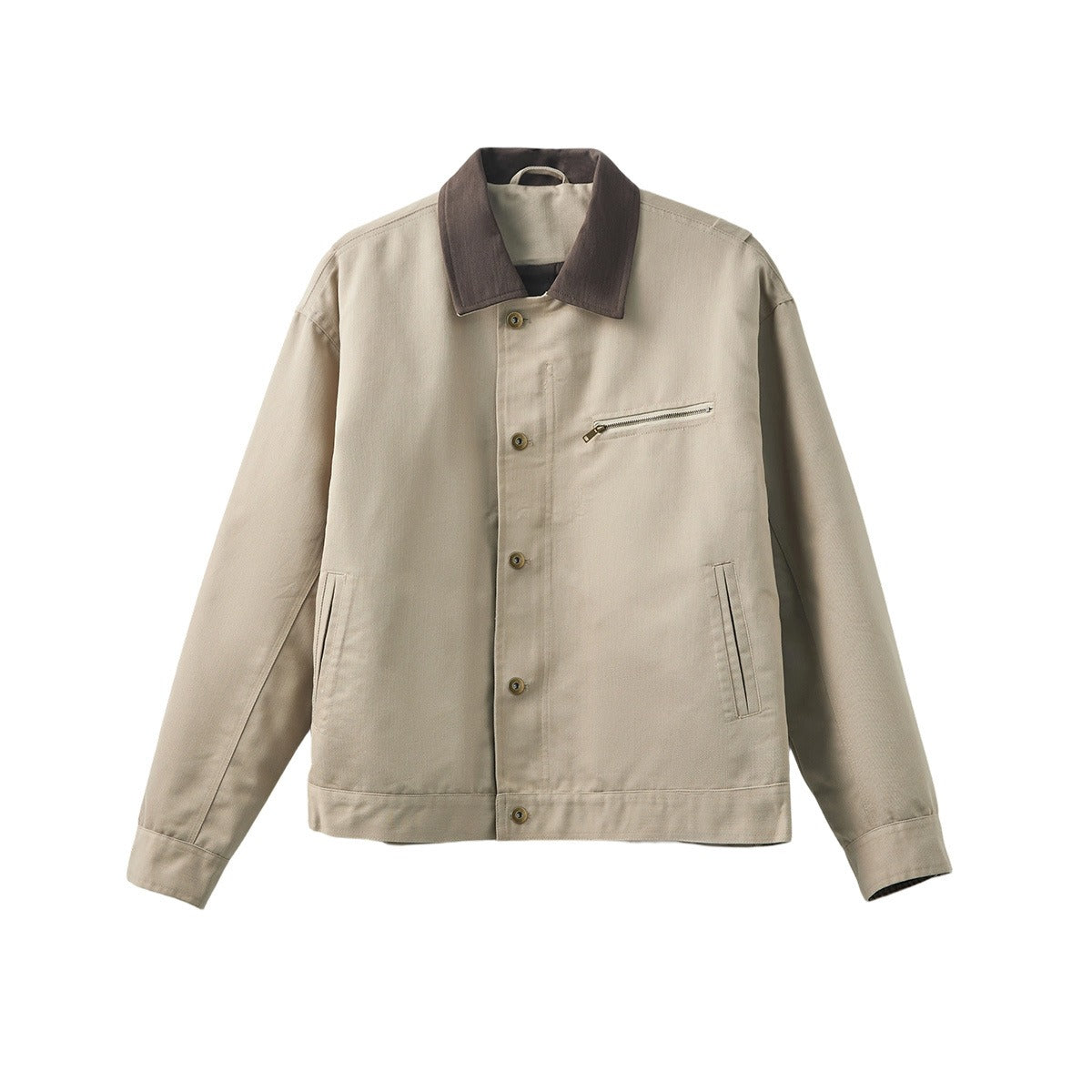 Men's Loose Contrast-Collar Thickened Button-Up Jacket