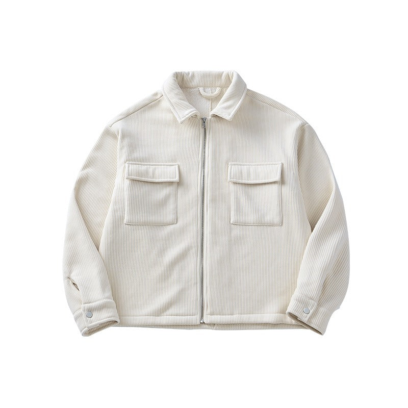 Men's Loose Corduroy Zip-Up Jacket