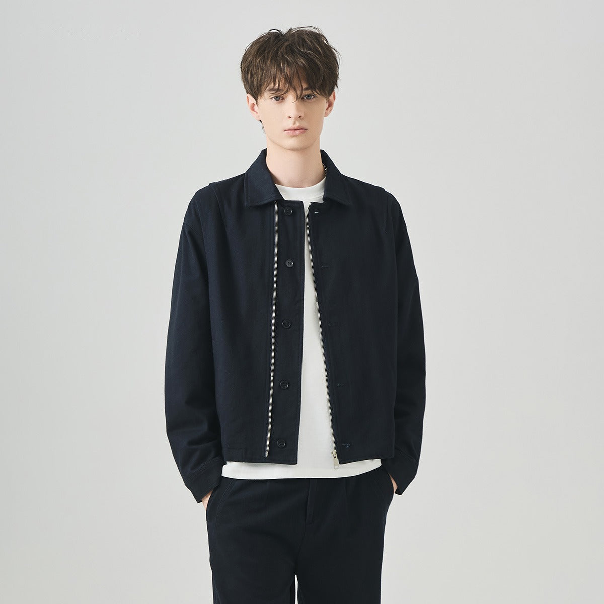 Men's Loose Cotton Zip-Up Casual Jacket