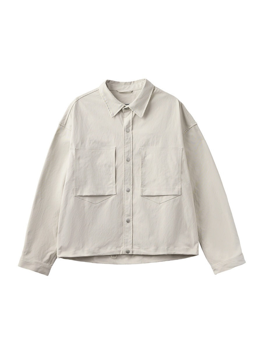 Men's Loose Button-Up Casual Jacket with Lapel Collar