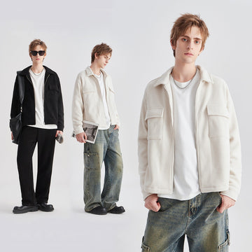 Men's Loose Corduroy Zip-Up Jacket