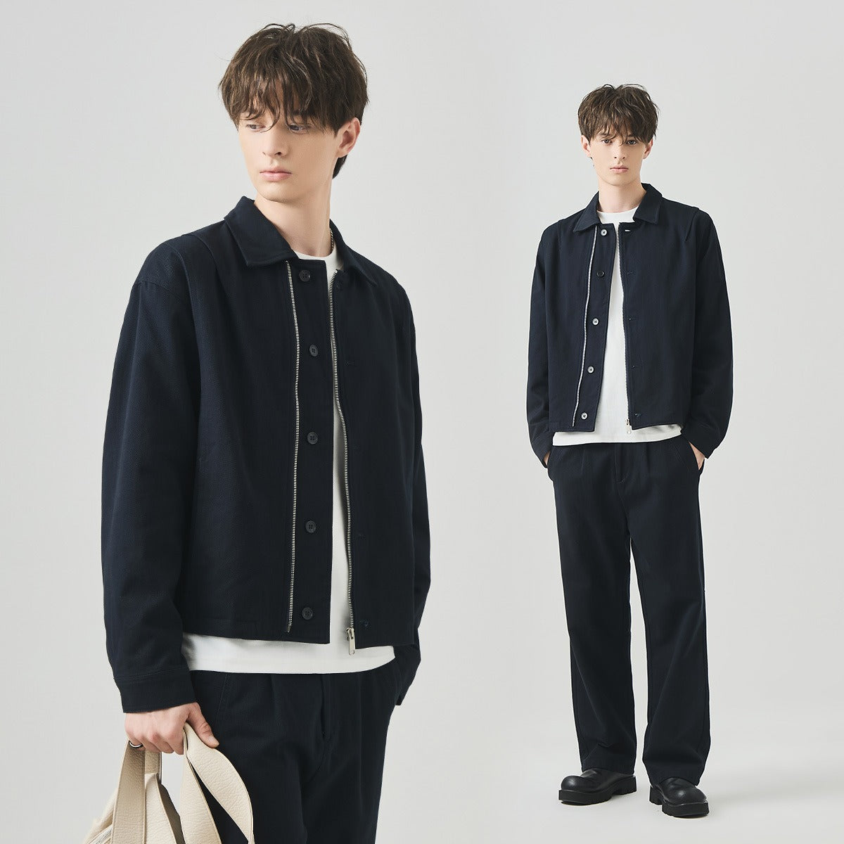 Men's Loose Cotton Zip-Up Casual Jacket