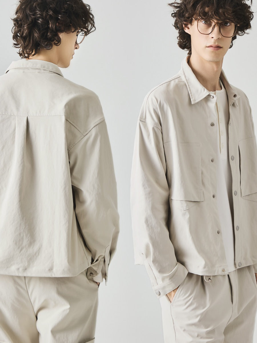 Men's Loose Button-Up Casual Jacket with Lapel Collar
