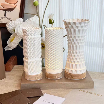 Modern minimalist ins style exquisite design ceramic white geometric pattern decorative desk lamp home desktop ornament