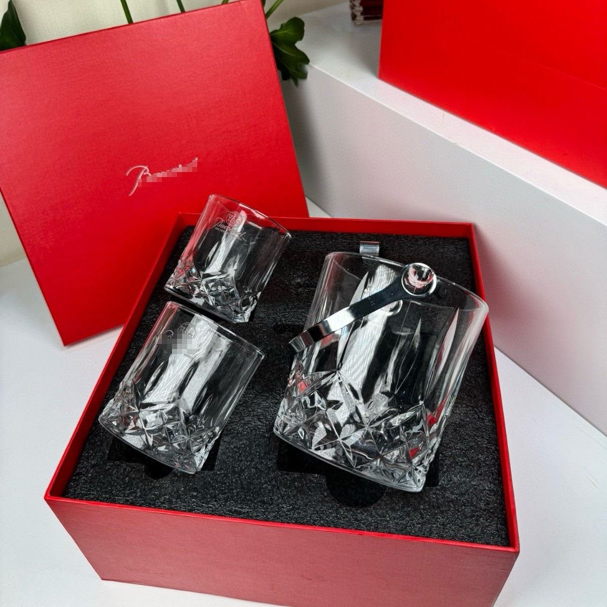 Baccarat European Refrigerated Ice Bucket Two Glasses Set