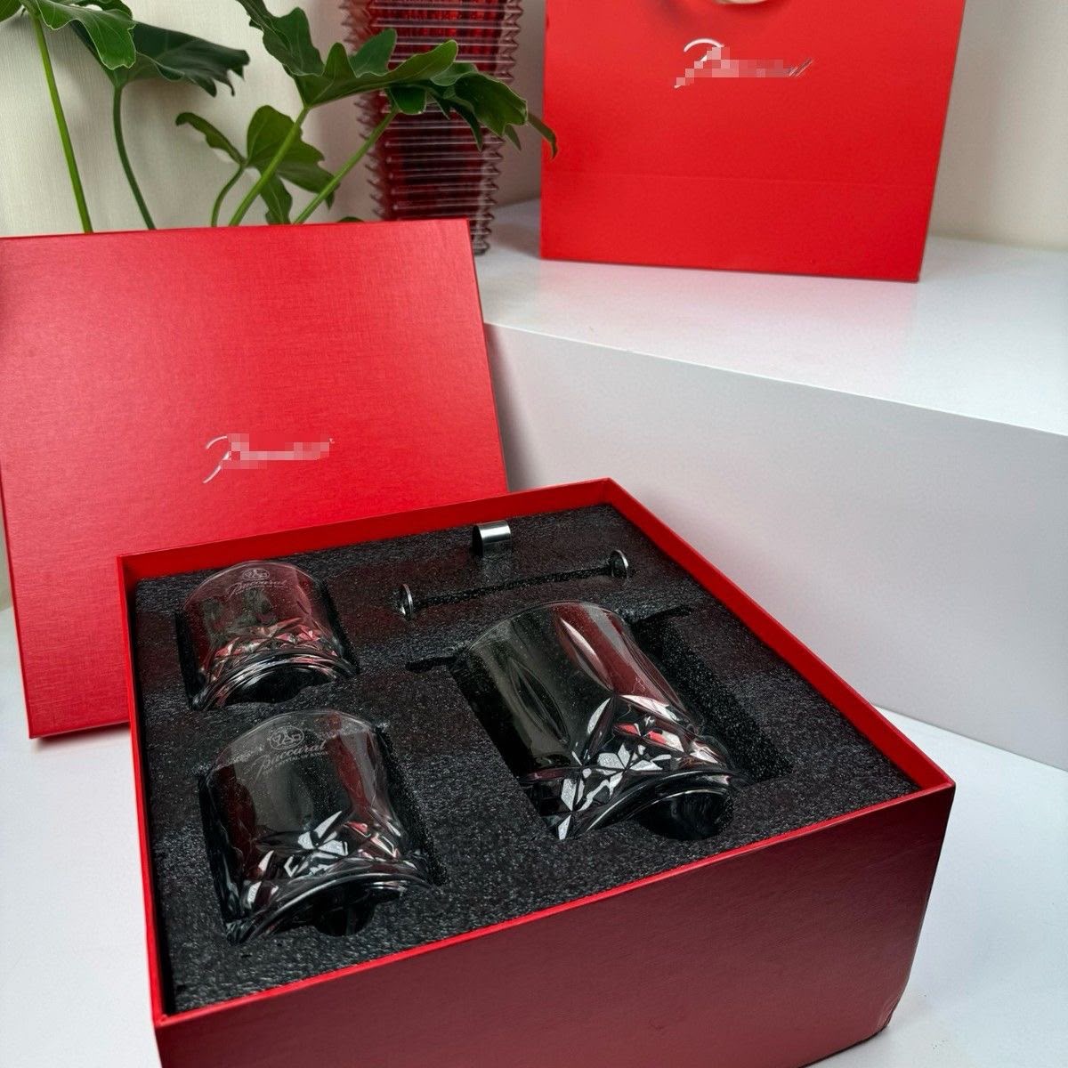 Baccarat European Refrigerated Ice Bucket Two Glasses Set