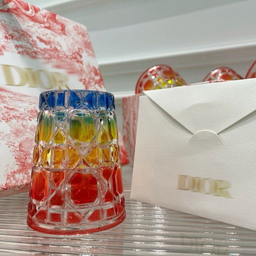 Dior Premium Colored Plaid Crystal Glass Set