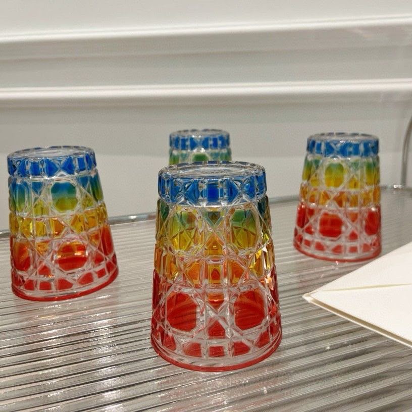 Dior Premium Colored Plaid Crystal Glass Set