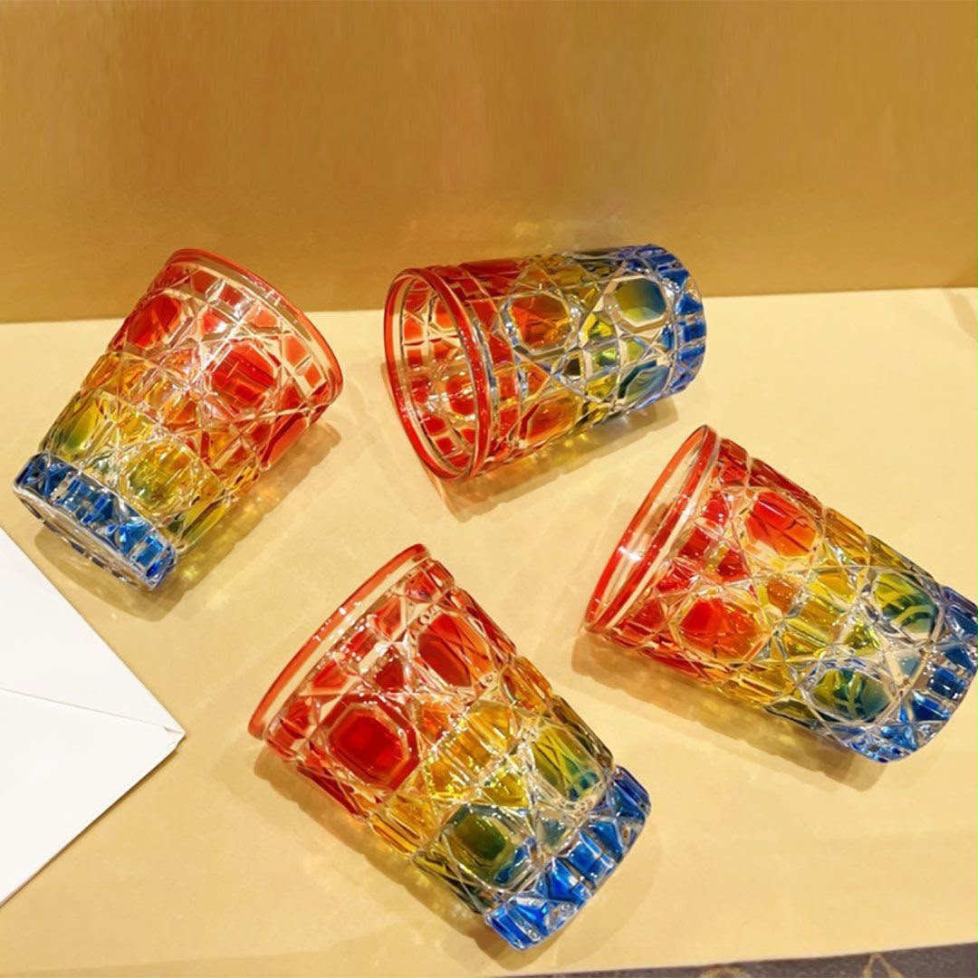 Dior Premium Colored Plaid Crystal Glass Set