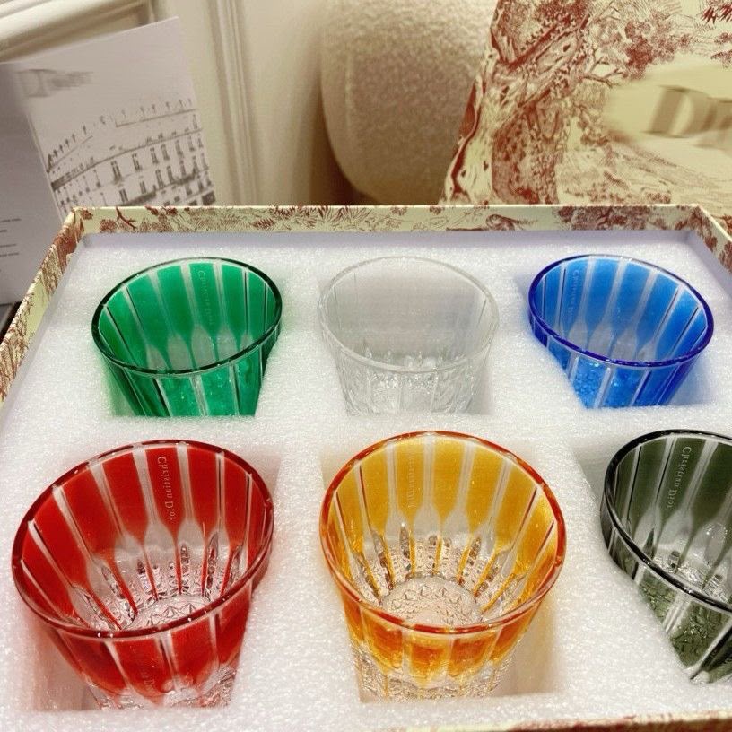Dior Maison Hand-Painted Colorful Crystal Glasses Set